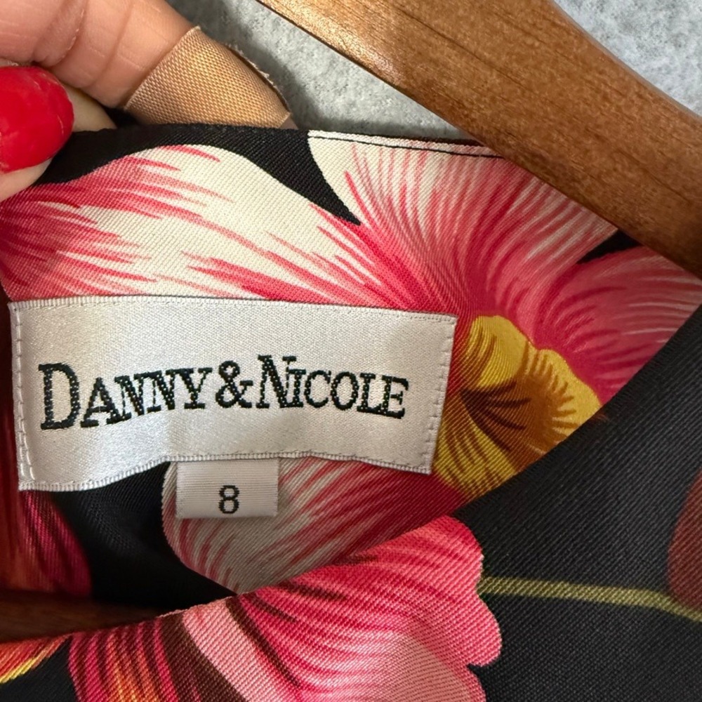 Danny & Nicole Black Floral Sleeveless Sheath Dress Size 8 Tropical Vacation - Picture 5 of 12